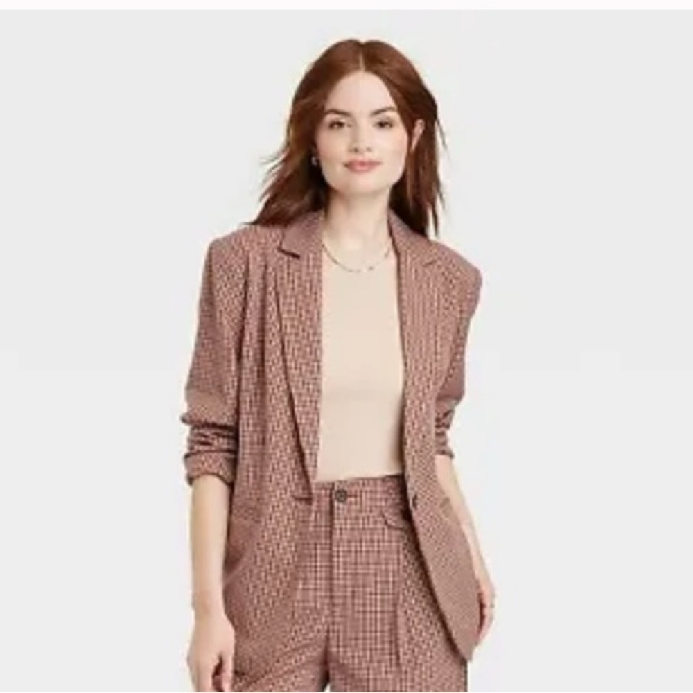 A NEW DAY XS Houndstooth woman Corpcore classic Scandi girl boho chic blazer